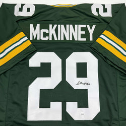 Autographed/Signed Xavier McKinney Green Bay Green Football Jersey JSA COA (ONLINE ORDER ONLY)