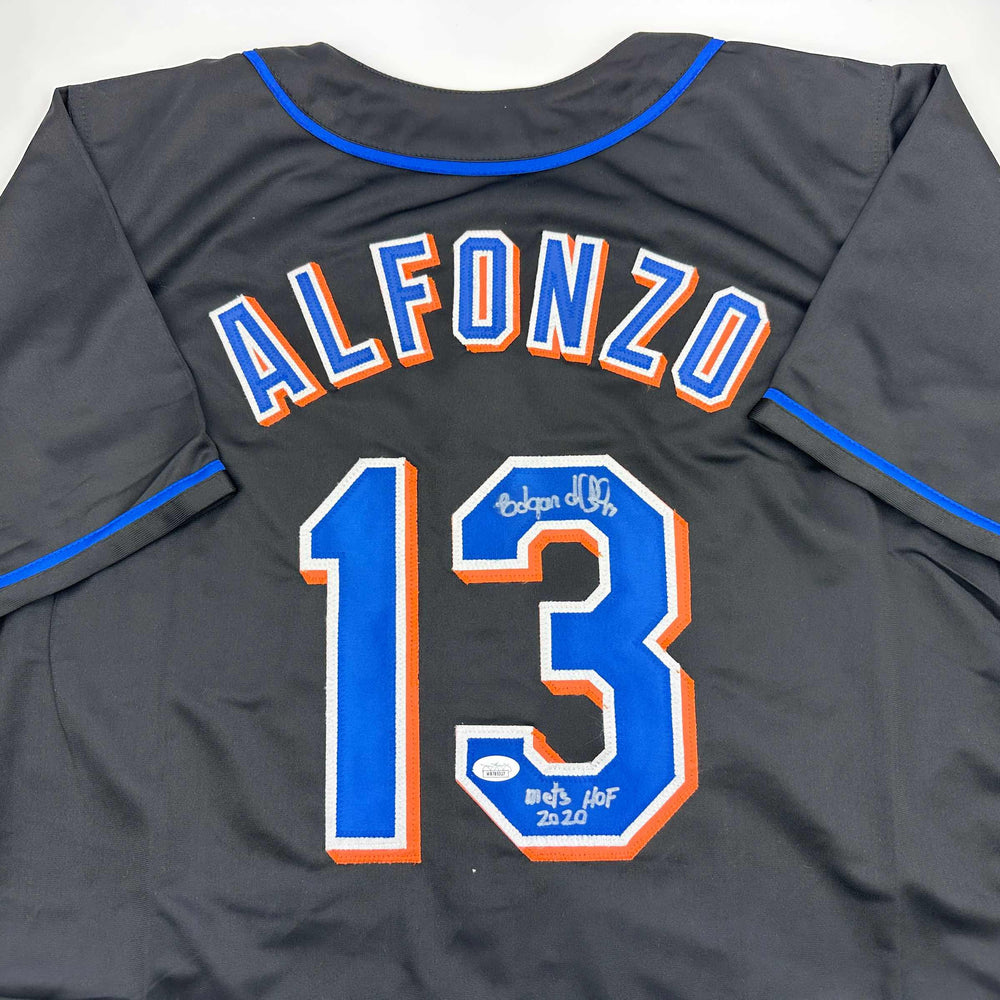 Autographed/Signed Edgardo Alfonzo New York Black Baseball Jersey JSA COA (ONLINE ORDER ONLY)