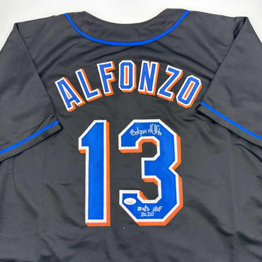 Autographed/Signed Edgardo Alfonzo New York Black Baseball Jersey JSA COA (ONLINE ORDER ONLY)