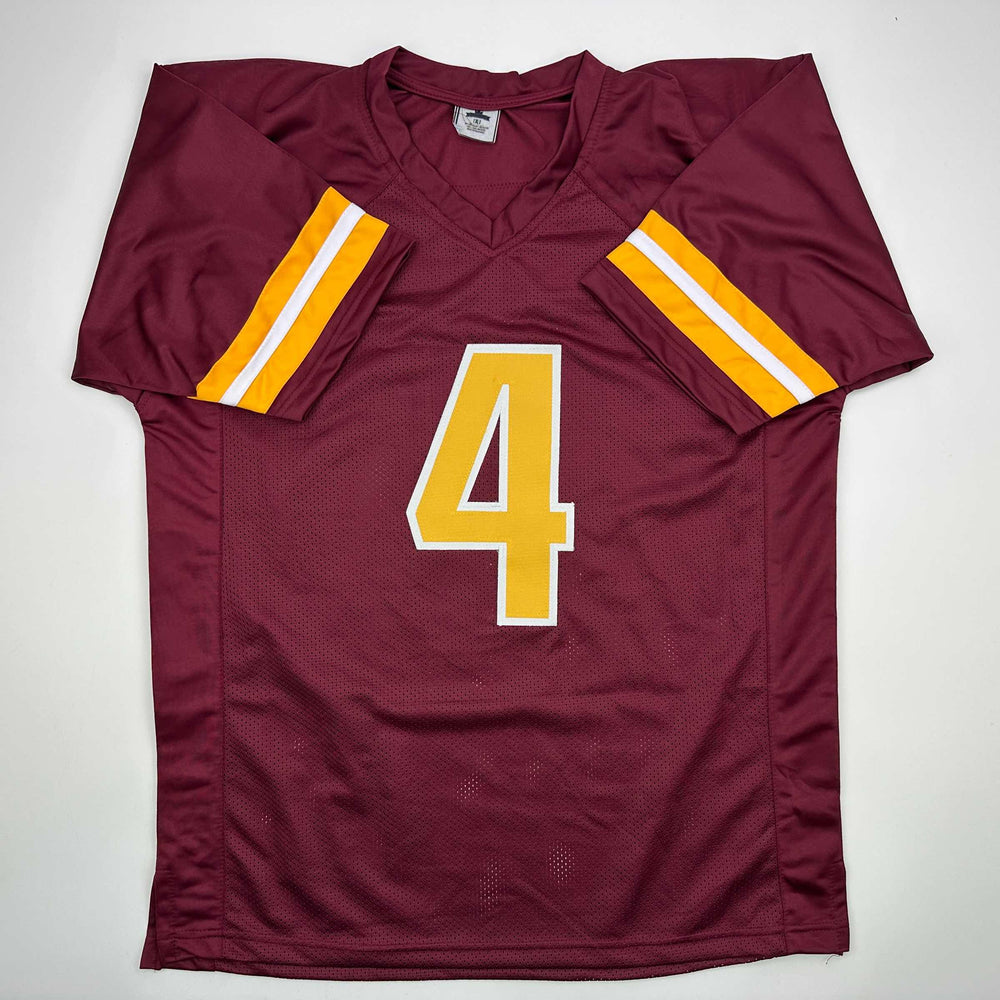 Autographed/Signed Frankie Luvu Washington Burgundy Football Jersey Beckett BAS COA (ONLINE ORDER ONLY)