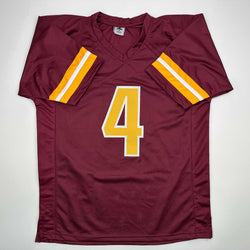 Autographed/Signed Frankie Luvu Washington Burgundy Football Jersey Beckett BAS COA (ONLINE ORDER ONLY)