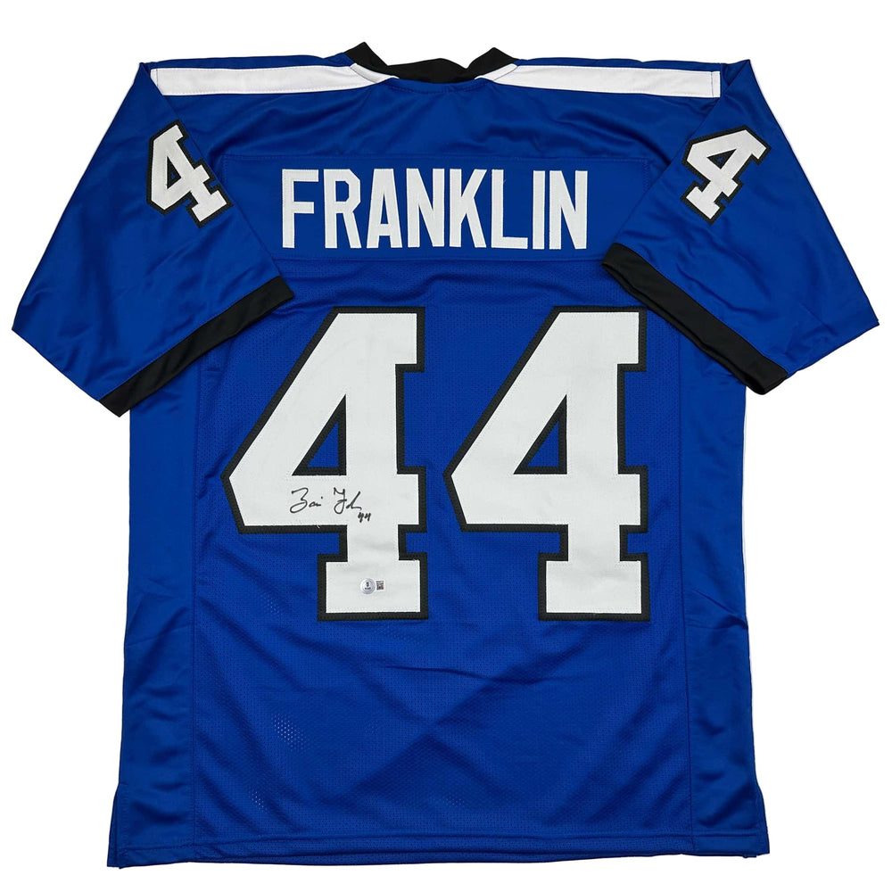 Autographed/Signed Zaire Franklin Indianapolis 2025 Style Blue Football Jersey Beckett BAS COA (ONLINE ORDER ONLY)