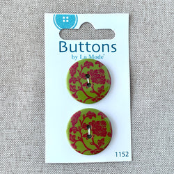 1152 Damask - La Mode - 2 Holes - 25mm - Pink Green (ONLINE ORDER ONLY)