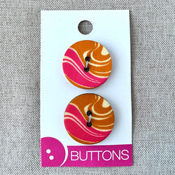 Marble - Wood Buttons - 2 Hole - 25mm - Pink Orange (ONLINE ORDER ONLY)