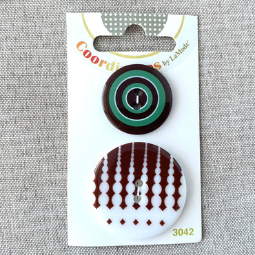3042 - Coordinates - 2 Hole - Assorted Sizes - Green Brown White (ONLINE ORDER ONLY)