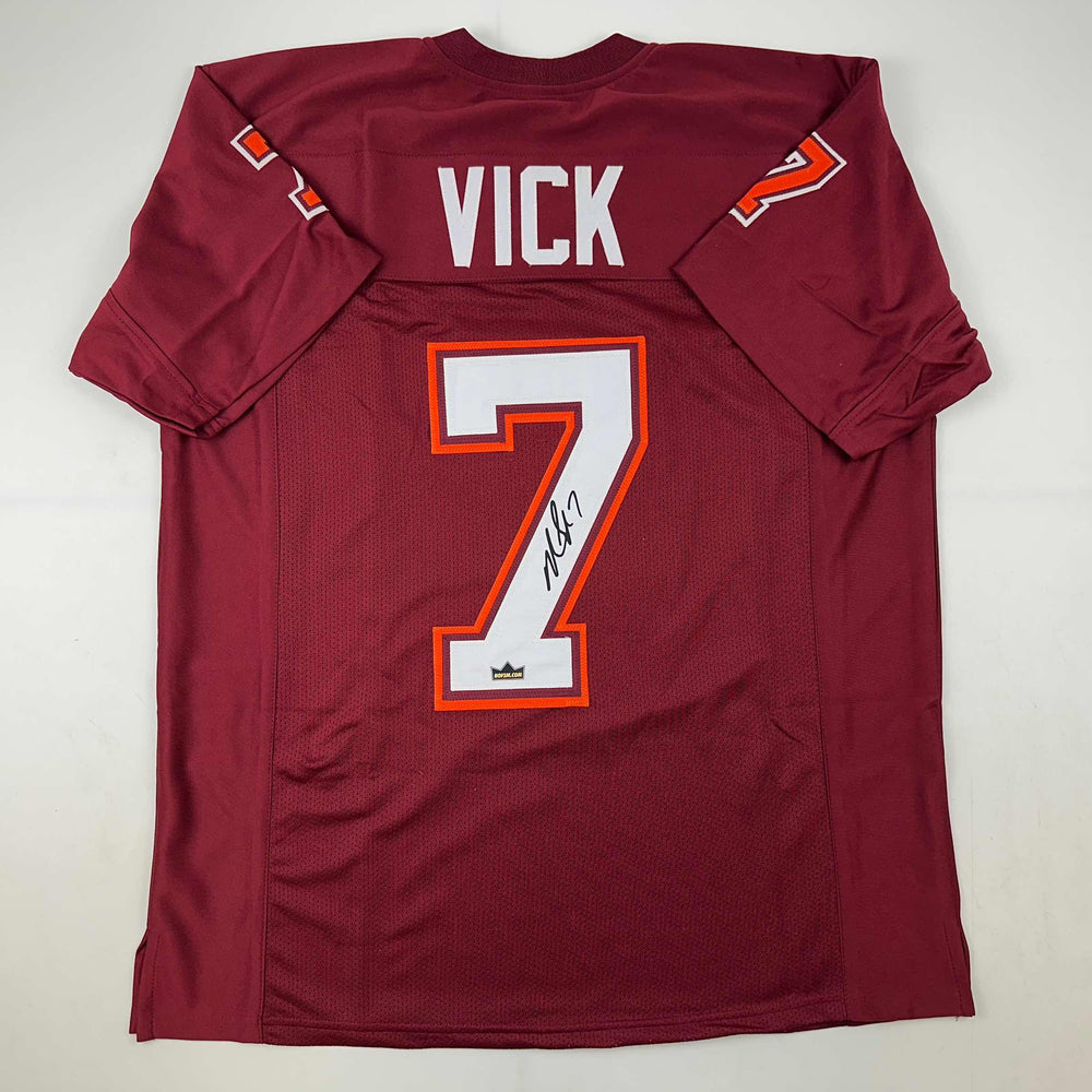 Facsimile Autographed Michael Mike Vick Virginia Tech Maroon Reprint Laser Auto College Football Jersey Size Men's XL (ONLINE ORDER ONLY)