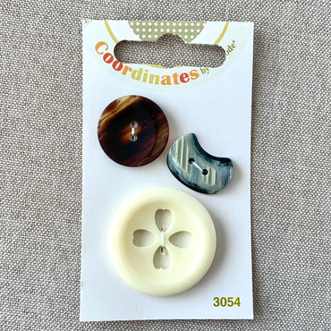 3054 - Coordinates - 2 Hole - Assorted Sizes - Brown, Grey, Ivory (ONLINE ORDER ONLY)
