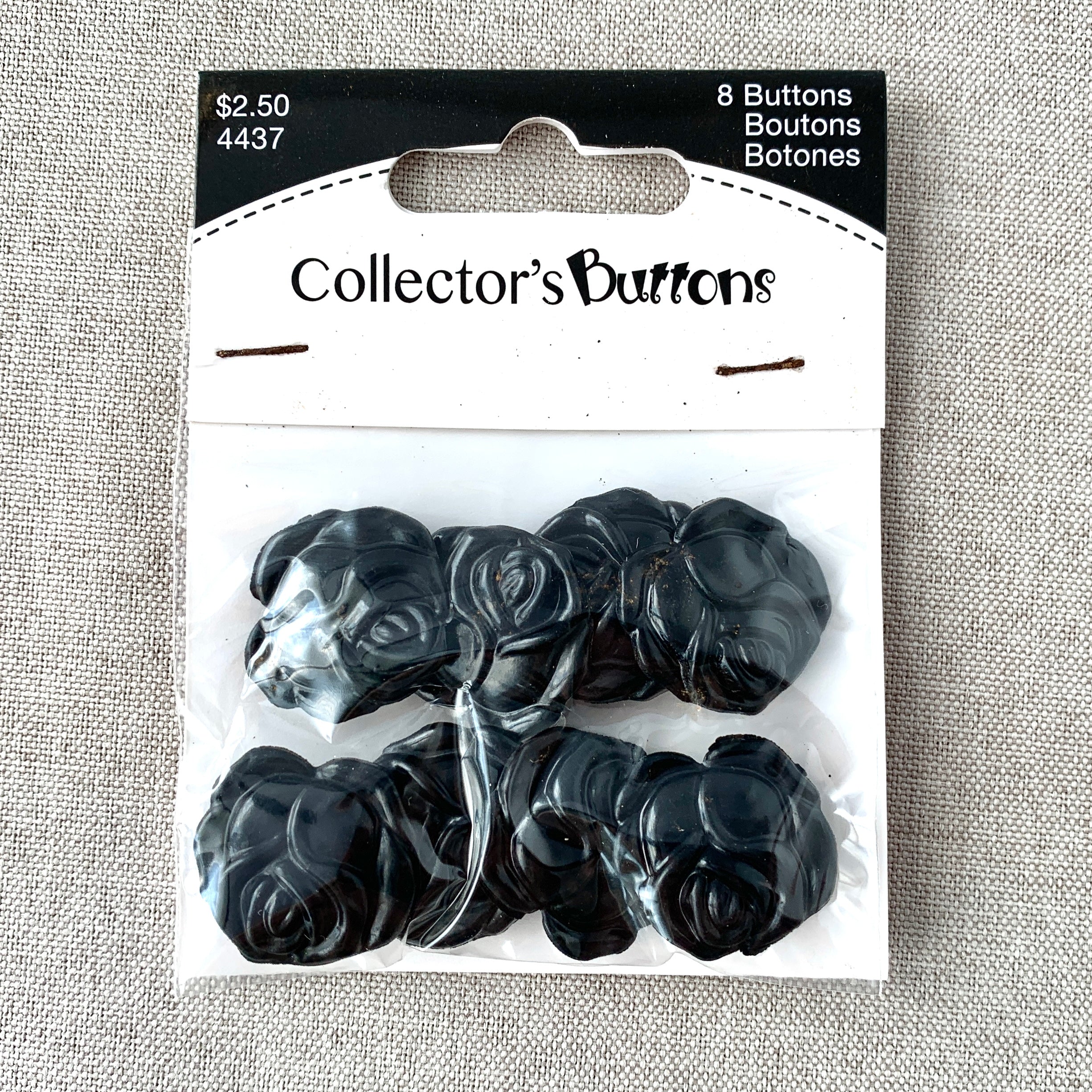 4437 Roses - Collectors Buttons - 1 Hole Shank Button - 23mm - Black (ONLINE ORDER ONLY)