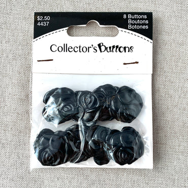 4437 Roses - Collectors Buttons - 1 Hole Shank Button - 23mm - Black (ONLINE ORDER ONLY)