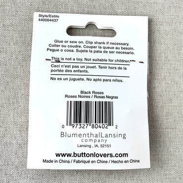 4437 Roses - Collectors Buttons - 1 Hole Shank Button - 23mm - Black (ONLINE ORDER ONLY)
