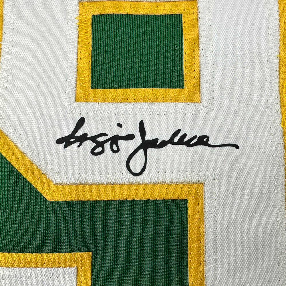 Facsimile Autographed Reggie Jackson Oakland Green Reprint Laser Auto Baseball Jersey Size Men's XL (ONLINE ORDER ONLY)