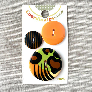 3025 - Coordinates - 2 Hole - Assorted Sizes - Black Orange Green (ONLINE ORDER ONLY)
