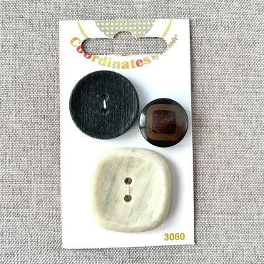 3060 - Coordinates - 2 Hole - Assorted Sizes - Brown, Grey, Ivory (ONLINE ORDER ONLY)