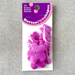 Purple Flowers - Fun Shapes - 2 Holes - Assorted Sizes - Purple Pink (ONLINE ORDER ONLY)