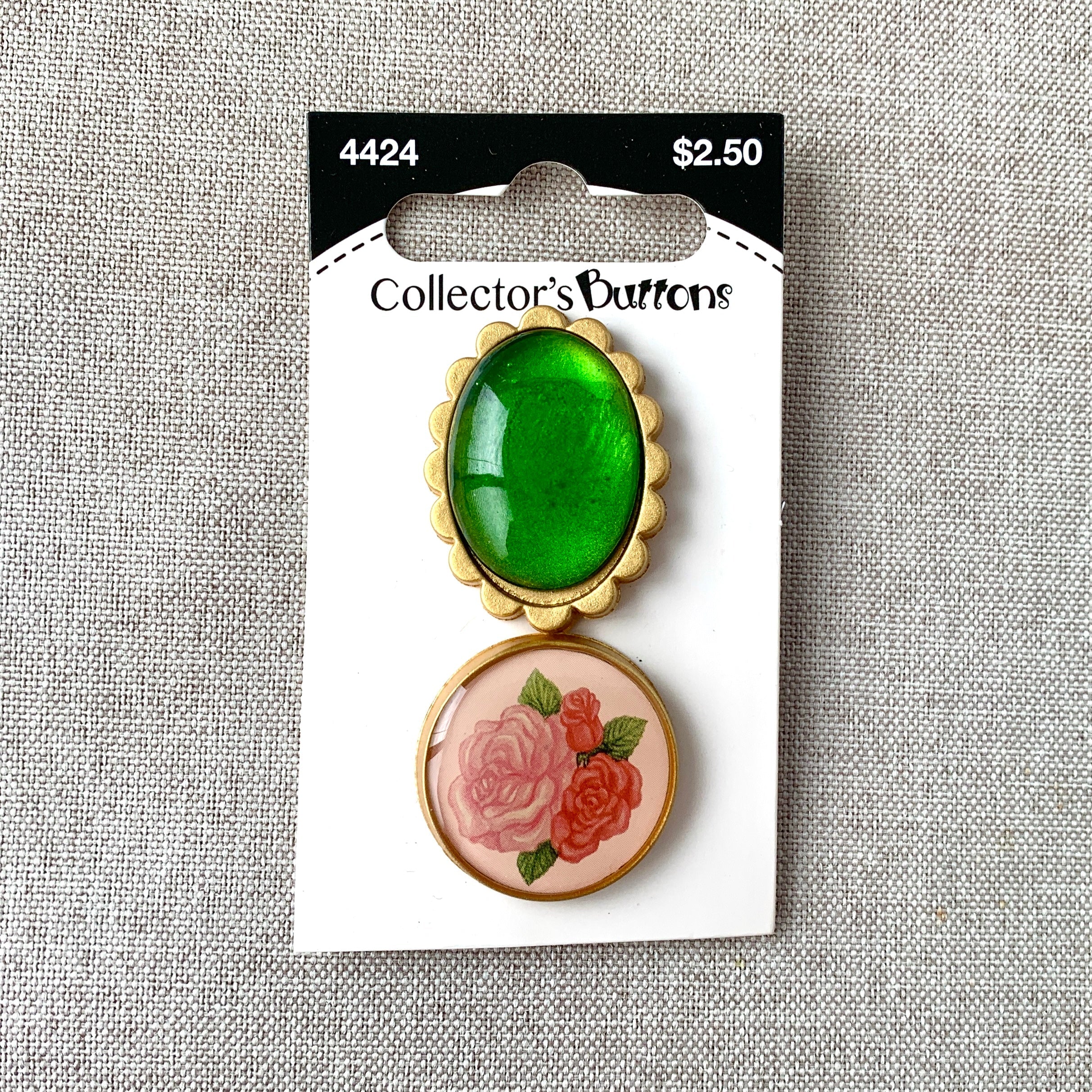 4424 Vintage China - Collectors Buttons - 1 Hole Shank Buttons - 32mm 25mm - Pink Gold Green (ONLINE ORDER ONLY)