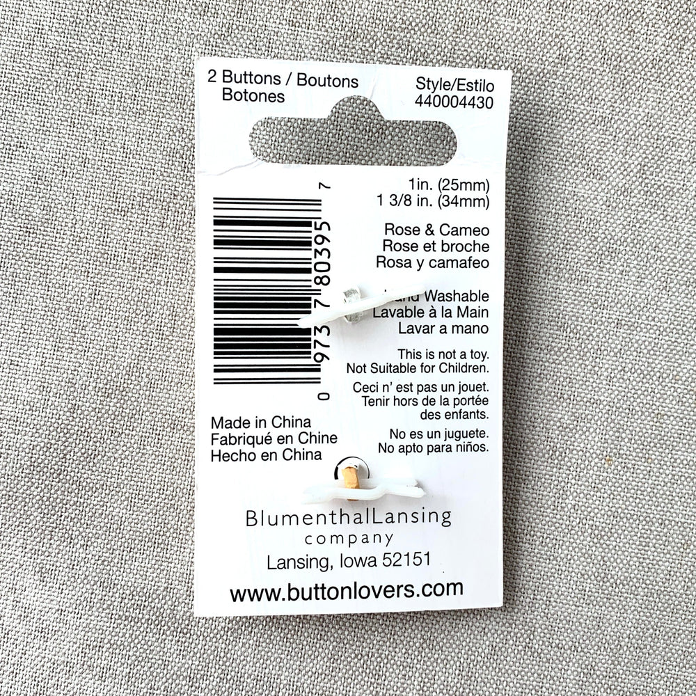 4430 Rose and Cameo - Collectors Buttons - 1 Hole Shank Buttons - 34mm 25mm - White Blue Gold (ONLINE ORDER ONLY)