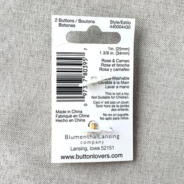 4430 Rose and Cameo - Collectors Buttons - 1 Hole Shank Buttons - 34mm 25mm - White Blue Gold (ONLINE ORDER ONLY)