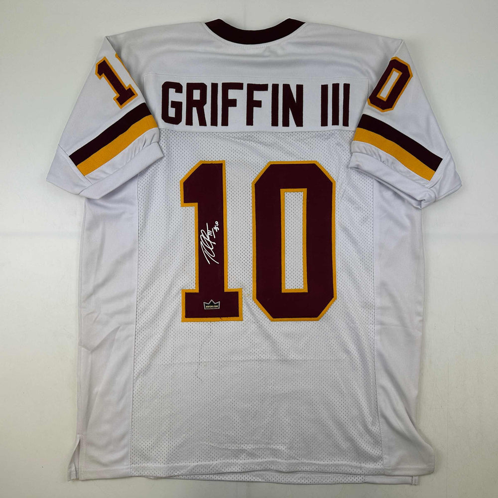 Facsimile Autographed Robert Griffin III Washington White Reprint Laser Auto Football Jersey Size Men's XL (ONLINE ORDER ONLY)