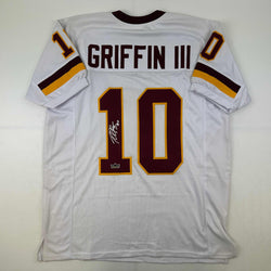 Facsimile Autographed Robert Griffin III Washington White Reprint Laser Auto Football Jersey Size Men's XL (ONLINE ORDER ONLY)
