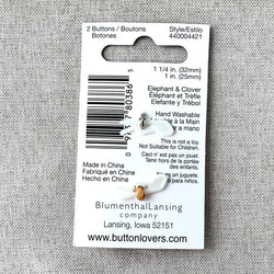 4421 Elephant and Clover - Collectors Buttons - 1 Hole Shank Buttons - Assorted Sizes - Silver Gold Green (ONLINE ORDER ONLY)