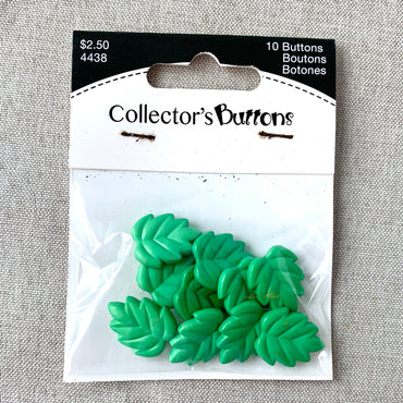 4438 Leaf - Collectors Buttons - 1 Hole Shank Button - - Green (ONLINE ORDER ONLY)