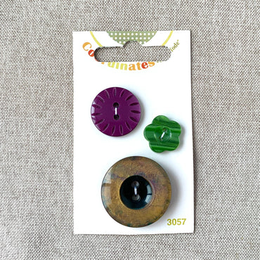 3057 - Coordinates - 2 Hole - Assorted Sizes - Brown, Purple, Green (ONLINE ORDER ONLY)