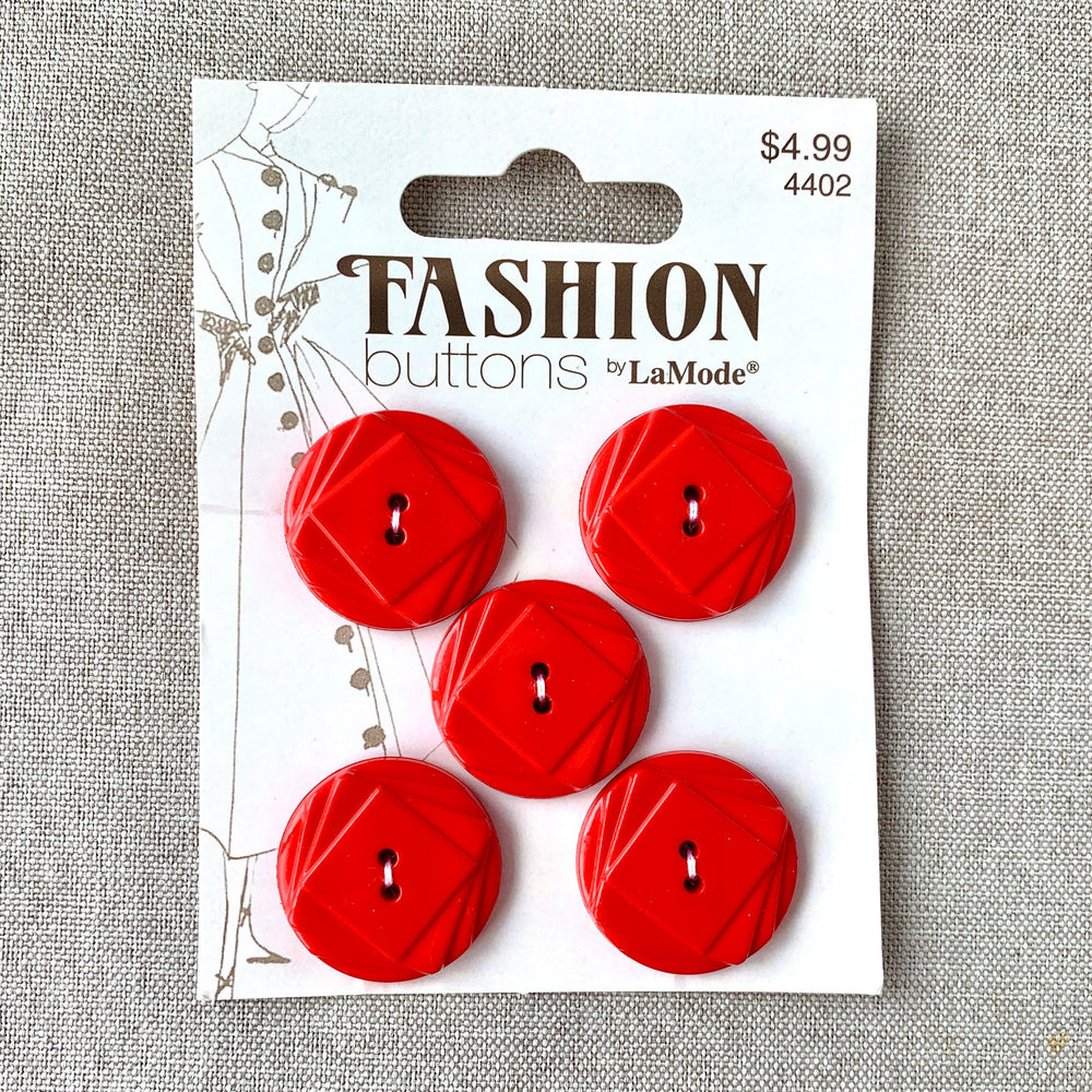 4402 Vintage Geometric - La Mode Fashion - 2 Holes - 25mm - Red (ONLINE ORDER ONLY)