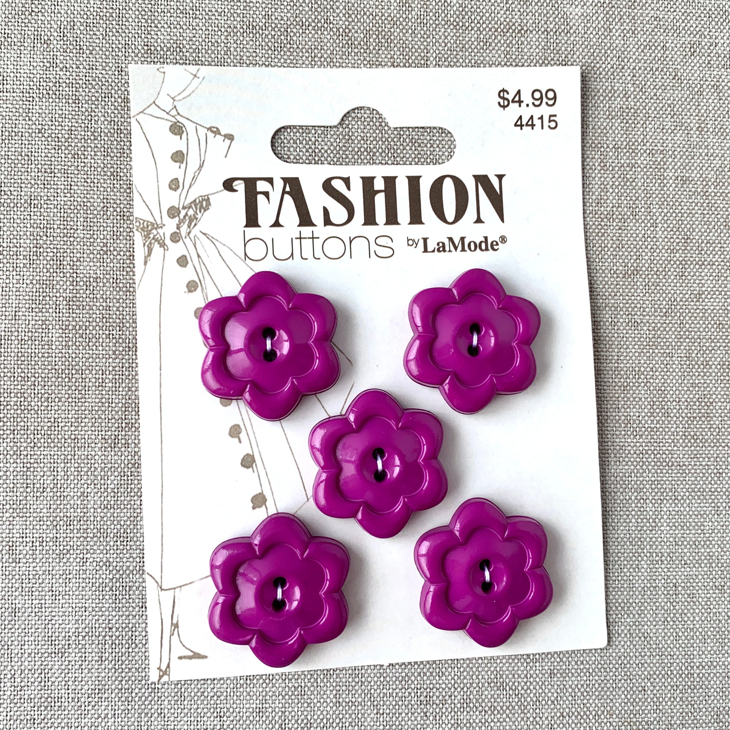 4415 Vintage Flower - La Mode Fashion - 2 Holes - 25mm - Purple (ONLINE ORDER ONLY)