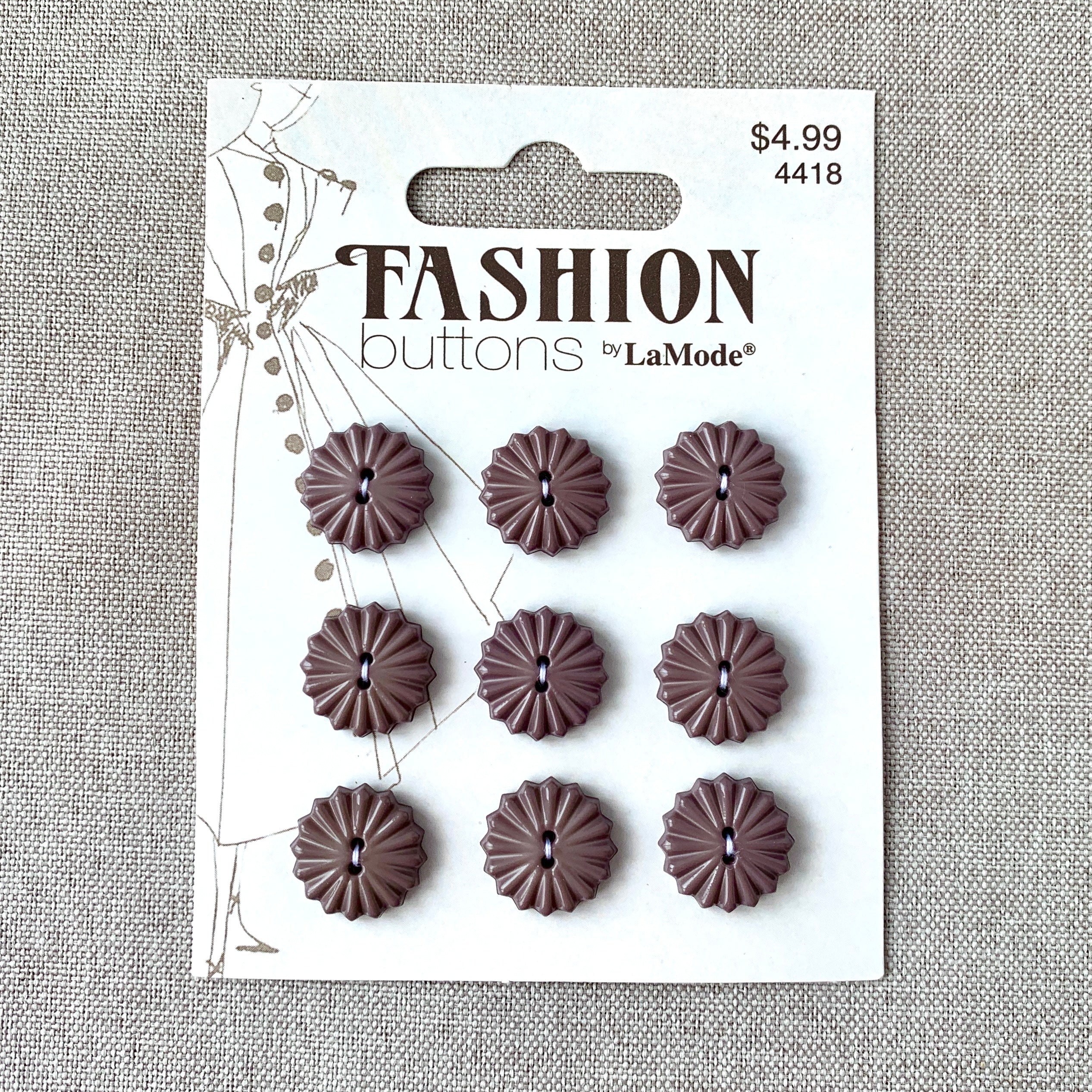 4418 Vintage Mauve Fan - La Mode Fashion - 2 Holes - 16mm - Mauve Purple (ONLINE ORDER ONLY)