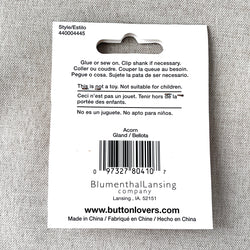 4445 Gold Acorn - Collectors Buttons - 1 Hole Shank Button - - Gold (ONLINE ORDER ONLY)