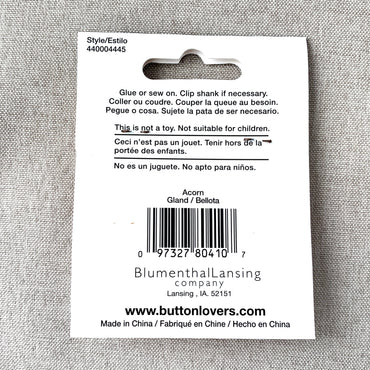 4445 Gold Acorn - Collectors Buttons - 1 Hole Shank Button - - Gold (ONLINE ORDER ONLY)