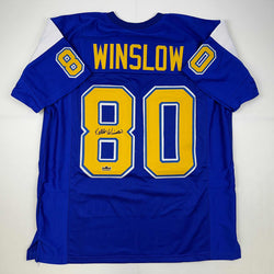Facsimile Autographed Kellen Winslow Sr. San Diego Blue Reprint Laser Auto Football Jersey Size Men's XL (ONLINE ORDER ONLY)