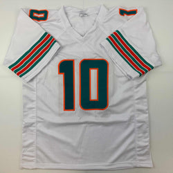 Autographed/Signed Tyreek Hill Miami White Football Jersey Beckett BAS COA (ONLINE ORDER ONLY)