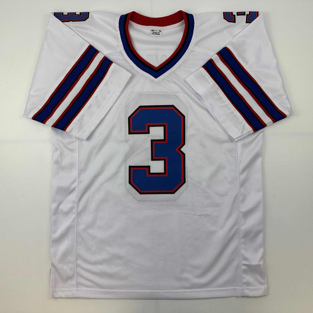 Autographed/Signed Damar Hamlin Buffalo White Football Jersey Beckett BAS COA (ONLINE ORDER ONLY)
