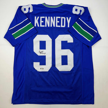 Facsimile Autographed Cortez Kennedy Seattle Blue Reprint Laser Auto Football Jersey Size Men's XL (ONLINE ORDER ONLY)