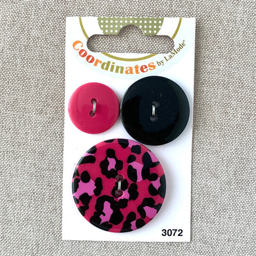 3072 - Coordinates - 2 Hole - Assorted Sizes - Black Pink (ONLINE ORDER ONLY)