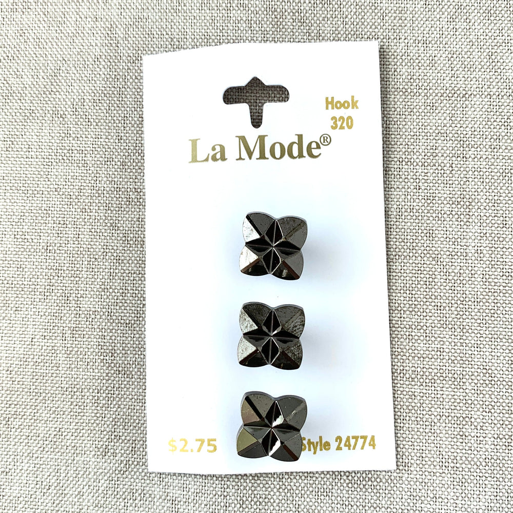 24774 Geometric Gunmetal Square - La Mode - 1 Hole - 16mm - Gunmetal (ONLINE ORDER ONLY)