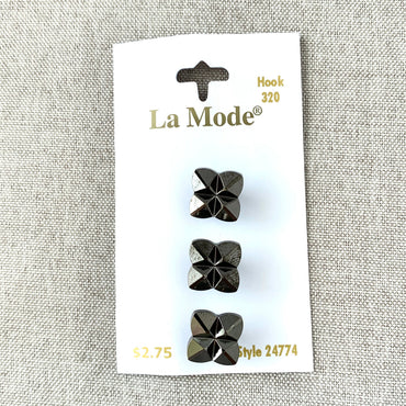 24774 Geometric Gunmetal Square - La Mode - 1 Hole - 16mm - Gunmetal (ONLINE ORDER ONLY)