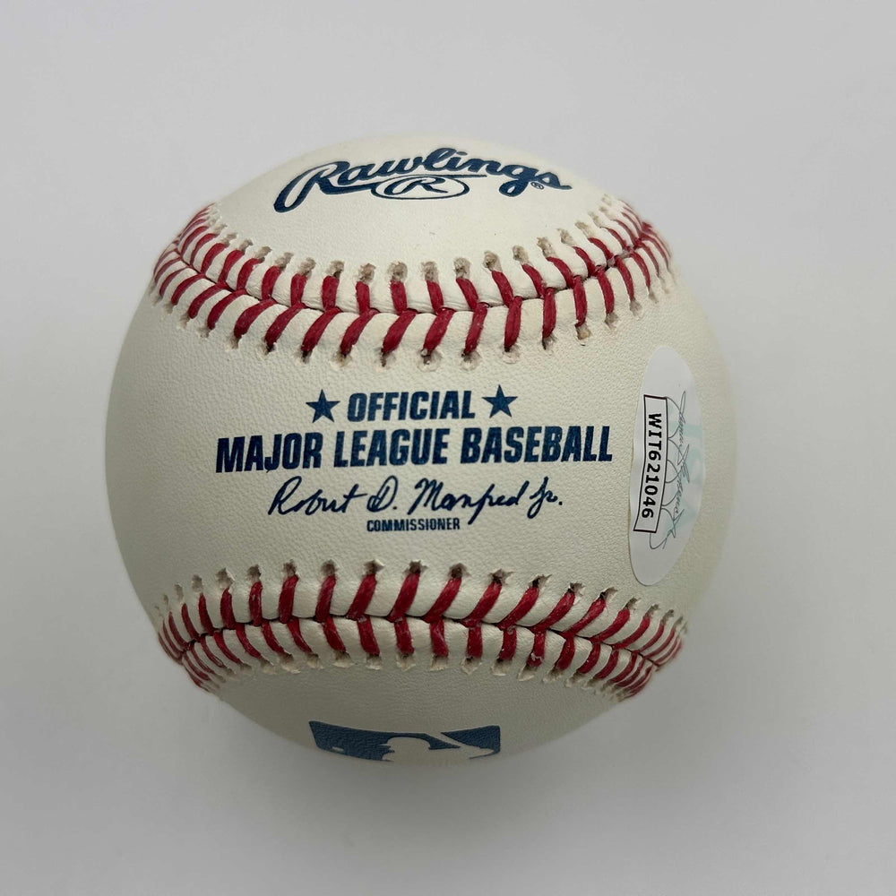 Autographed/Signed Steve Sax 82 NL ROY Rawlings Official Major League Baseball ROML JSA COA Auto (ONLINE ORDER ONLY)