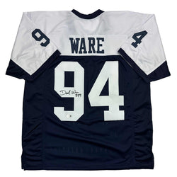 Autographed/Signed Demarcus Ware Dallas Thanksgiving Day Football Jersey Beckett BAS COA (ONLINE ORDER ONLY)