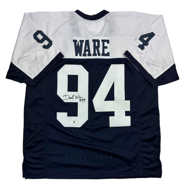 Autographed/Signed Demarcus Ware Dallas Thanksgiving Day Football Jersey Beckett BAS COA (ONLINE ORDER ONLY)