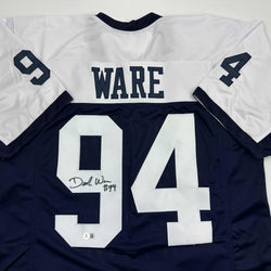Autographed/Signed Demarcus Ware Dallas Thanksgiving Day Football Jersey Beckett BAS COA (ONLINE ORDER ONLY)