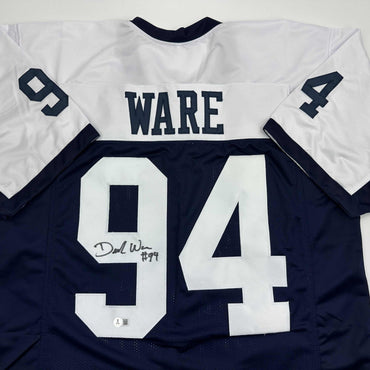 Autographed/Signed Demarcus Ware Dallas Thanksgiving Day Football Jersey Beckett BAS COA (ONLINE ORDER ONLY)