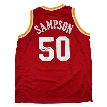 Autographed/Signed Ralph Sampson Houston Red Basketball Jersey JSA COA (ONLINE ORDER ONLY)