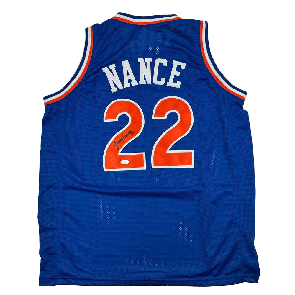 Autographed/Signed Larry Nance Cleveland Blue Basketball Jersey JSA COA (ONLINE ORDER ONLY)