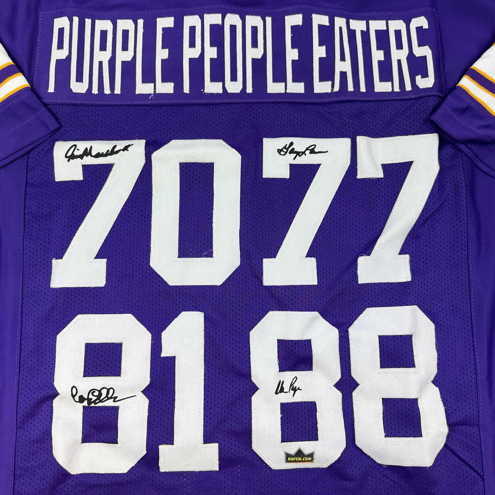 Framed Facsimile Autographed Purple People Eaters 35x39 Minnesota Purple Reprint Laser Auto Football Jersey (ONLINE ORDER ONLY)