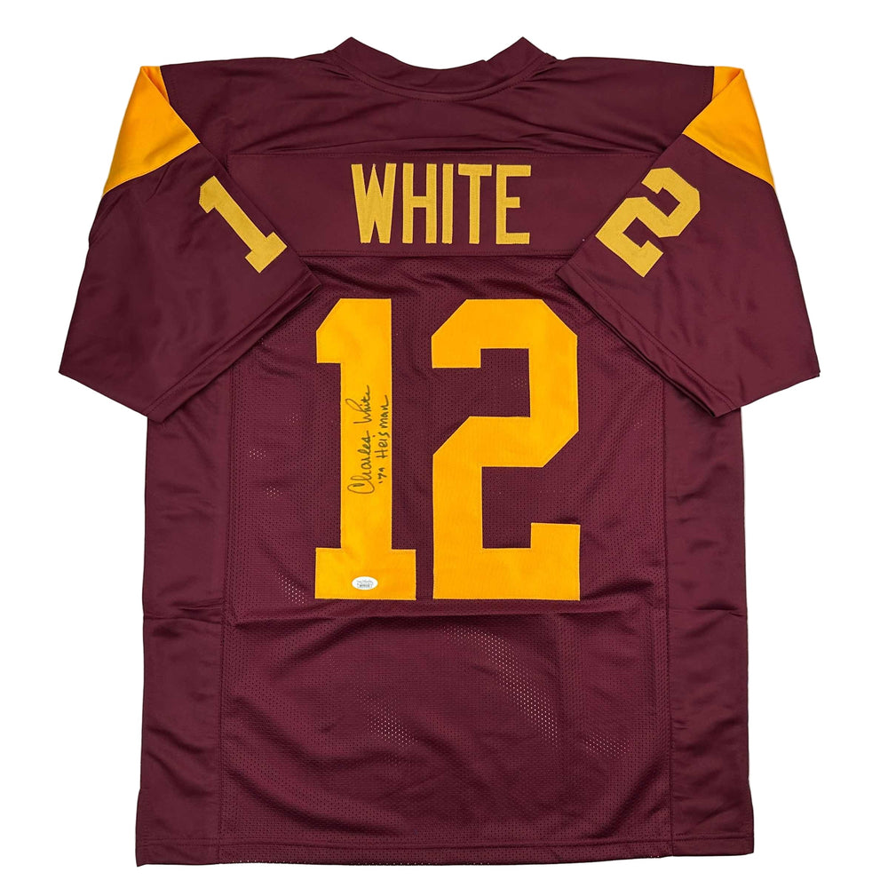 Autographed/Signed Charles White 79 Heisman USC Southen Cal Maroon College Football Jersey JSA COA (ONLINE ORDER ONLY)