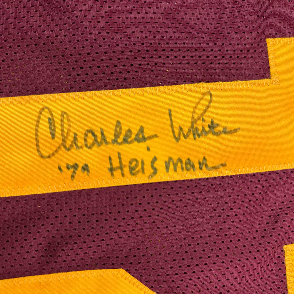Autographed/Signed Charles White 79 Heisman USC Southen Cal Maroon College Football Jersey JSA COA (ONLINE ORDER ONLY)