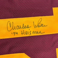 Autographed/Signed Charles White 79 Heisman USC Southen Cal Maroon College Football Jersey JSA COA (ONLINE ORDER ONLY)