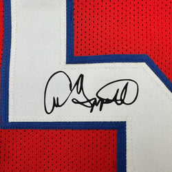 Framed Facsimile Autographed Andre Tippett 35x39 New England Red Reprint Laser Auto Football Jersey (ONLINE ORDER ONLY)